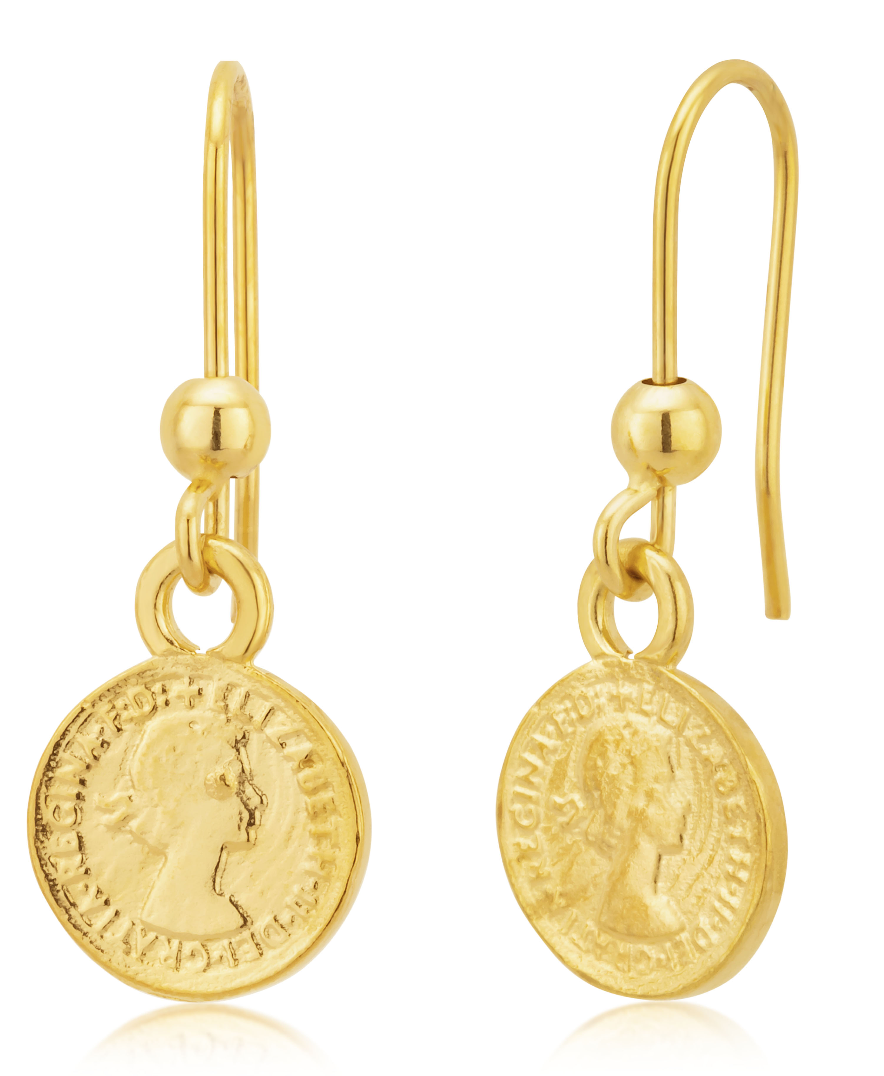 9ct Yellow Gold Sovereign Coin Drop Hook Earrings (10255351) - Online