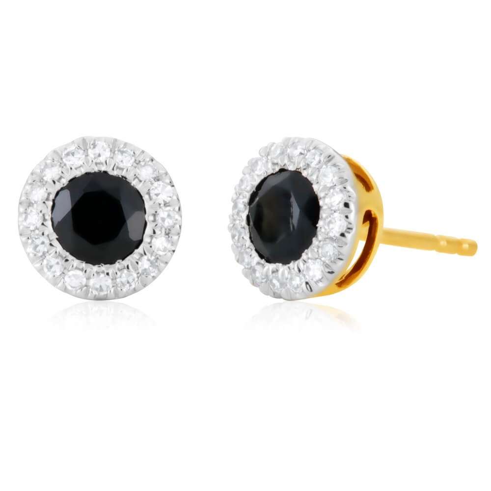 9ct Yellow Gold Natural Black Sapphire 