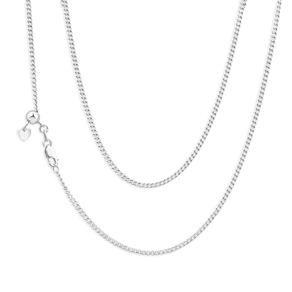 9ct White Gold Silver Filled 45cm Curb Chain
