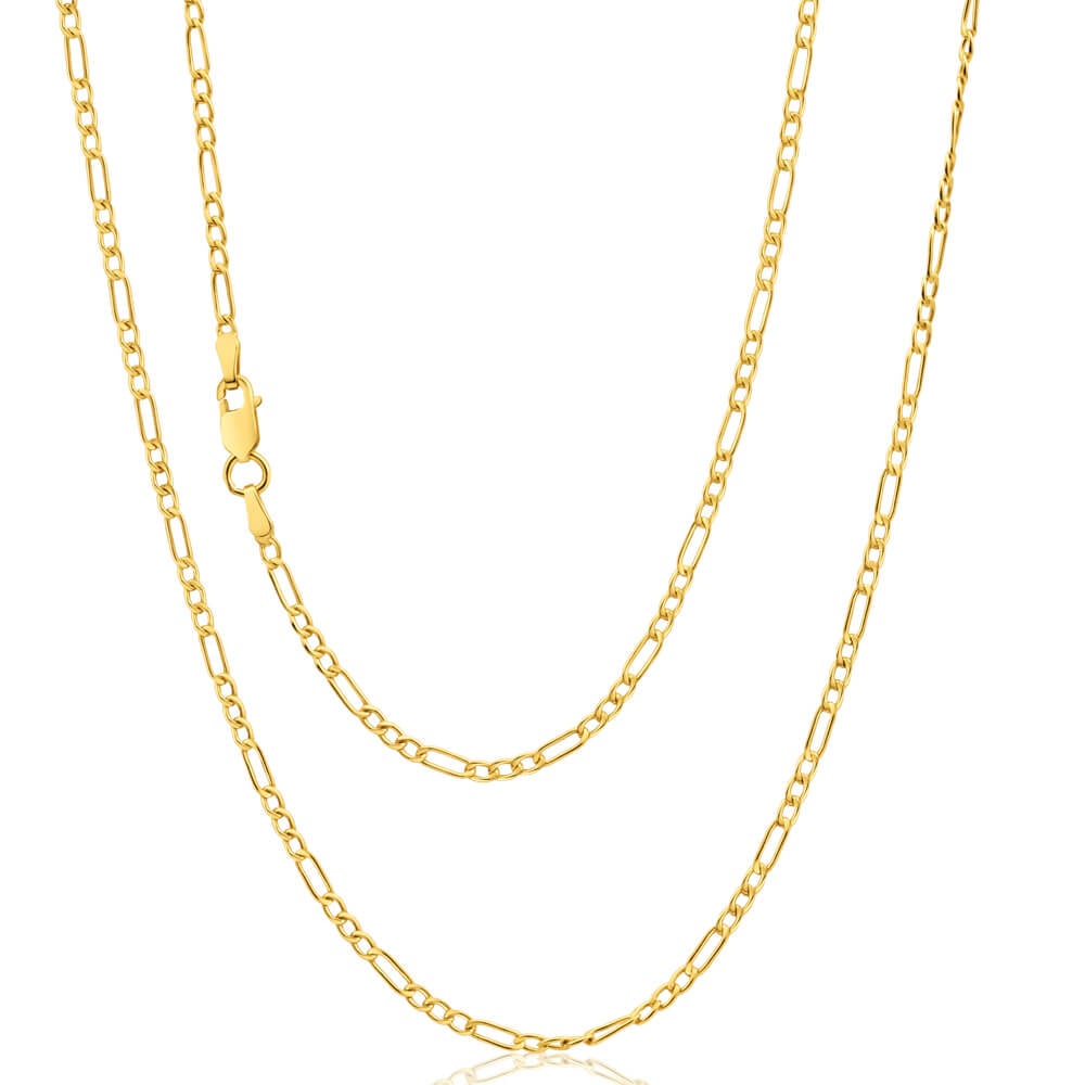 9ct Yellow Gold Silver Filled 45cm Figaro Chain 50 Gauge
