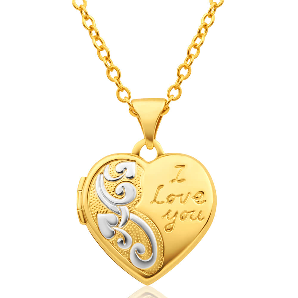 9ct Yellow Gold Heart Shaped Locket with 'I love You' Engraving
