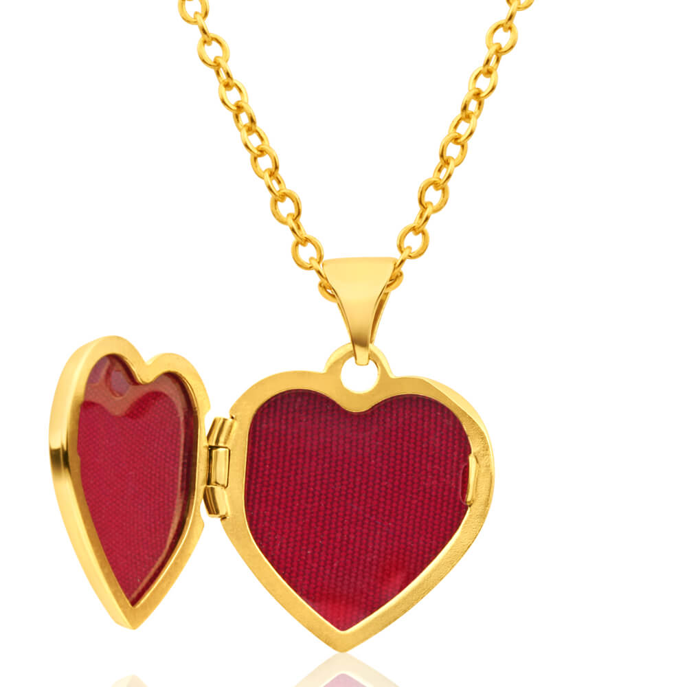 9ct Yellow Gold Heart Shaped Locket with 'I love You' Engraving