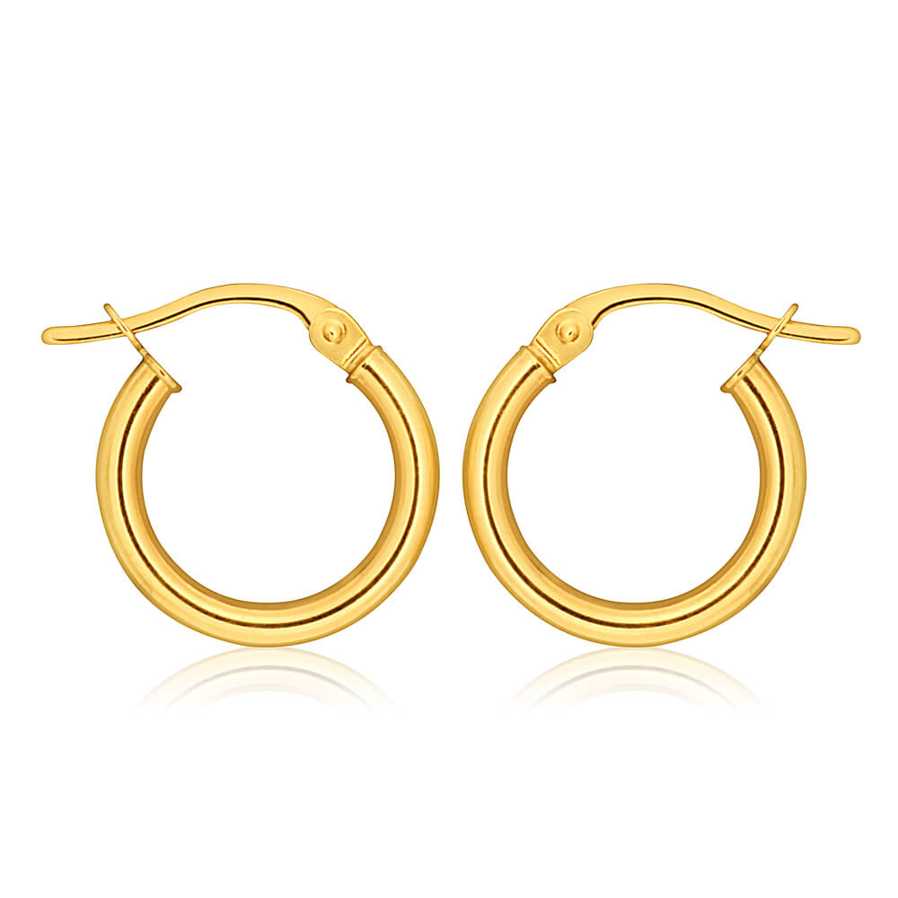 9ct Yellow Gold Plain Hoop 10mm European made (10254439) - Jewellery ...