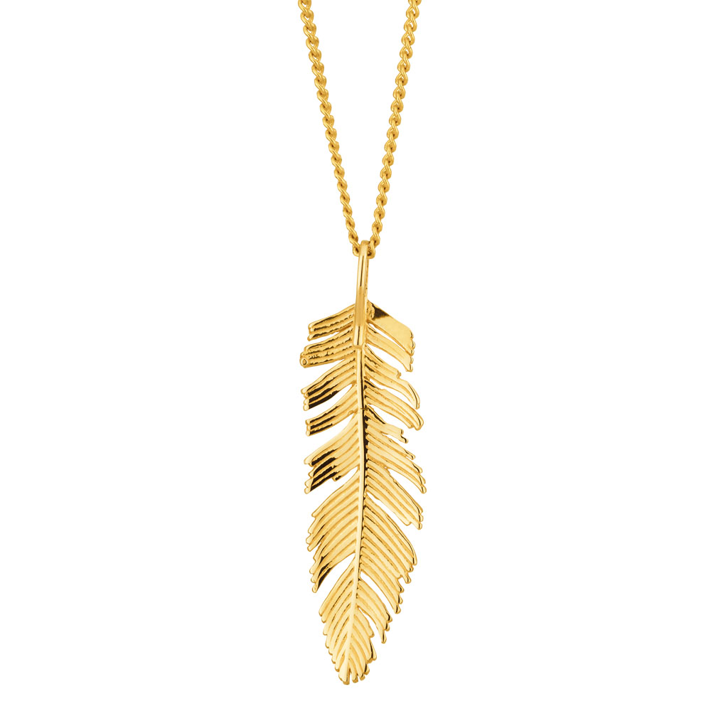 Pendants 9ct Gold Feather Pendant 9y (10254954) - Pendants | Shiels Jewellers