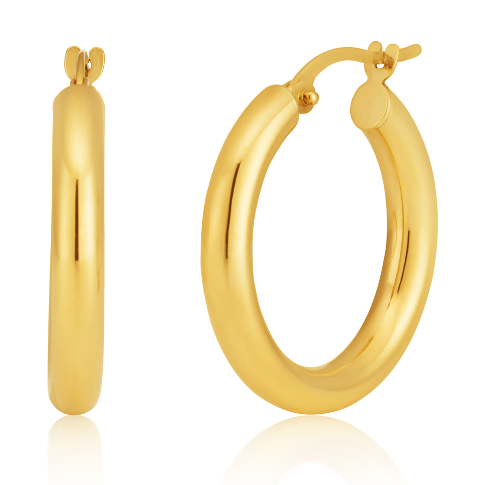 9ct 15mm Plain Hoop Earrings (10255090) - Gold Jewellery | Shiels Jewellers