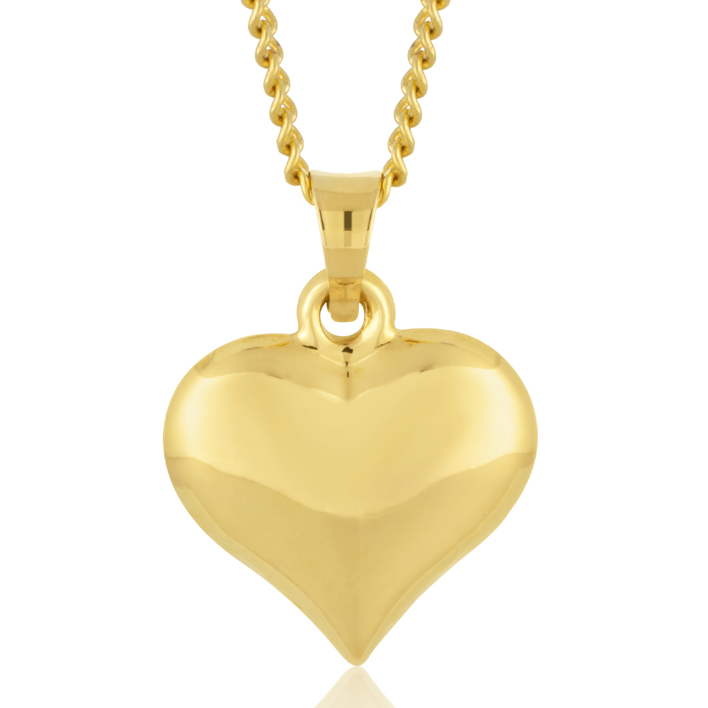 9ct Yellow Gold Small Plain Heart Pendant (10255345) - Jewellery ...