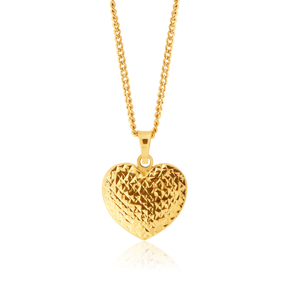 9ct Yellow Gold Scroll Heart Pendant (10255440) - Jewellery Watches ...