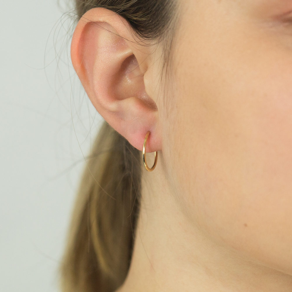 9ct Yellow Gold 16mm Plain Sleeper Earrings