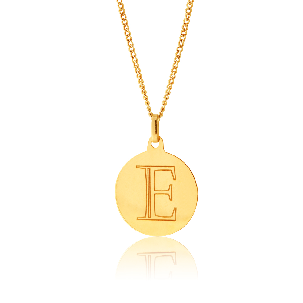 9ct Yellow Gold Charm With Initial "E" Pendant