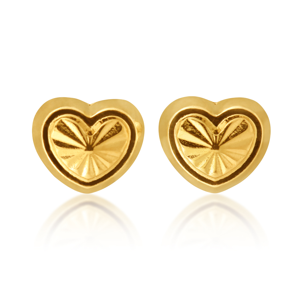 9ct Yellow Gold Dicut Heart Stud Earrings (10255556) - Jewellery ...