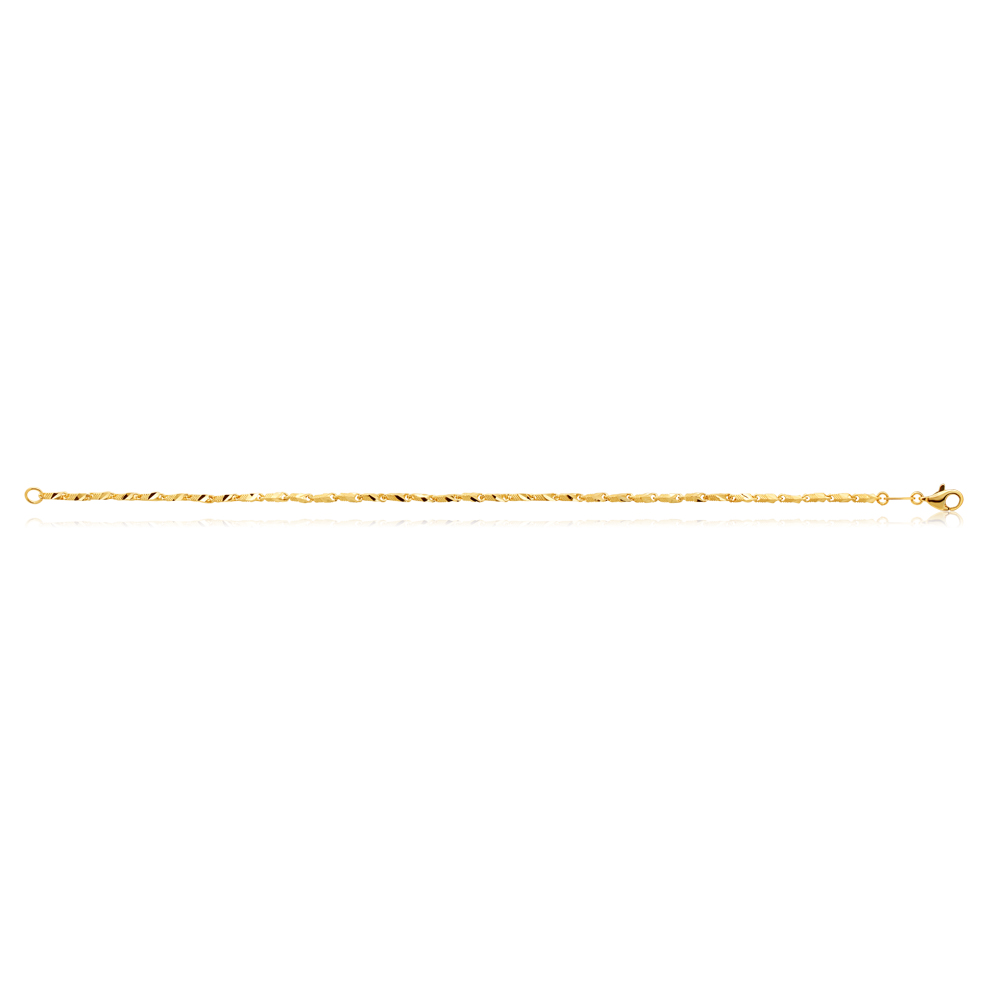 9ct Yellow Gold Diamond Cut Twist 19cm Bracelet