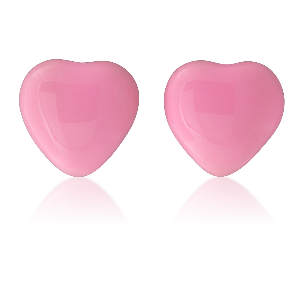 9ct Yellow Gold Pink Heart Stud Earrings