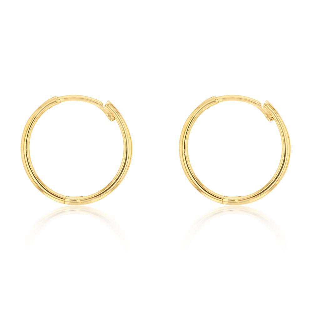9ct Yellow Gold Plain Hinged Hoop Earrings (10256212) - Jewellery ...