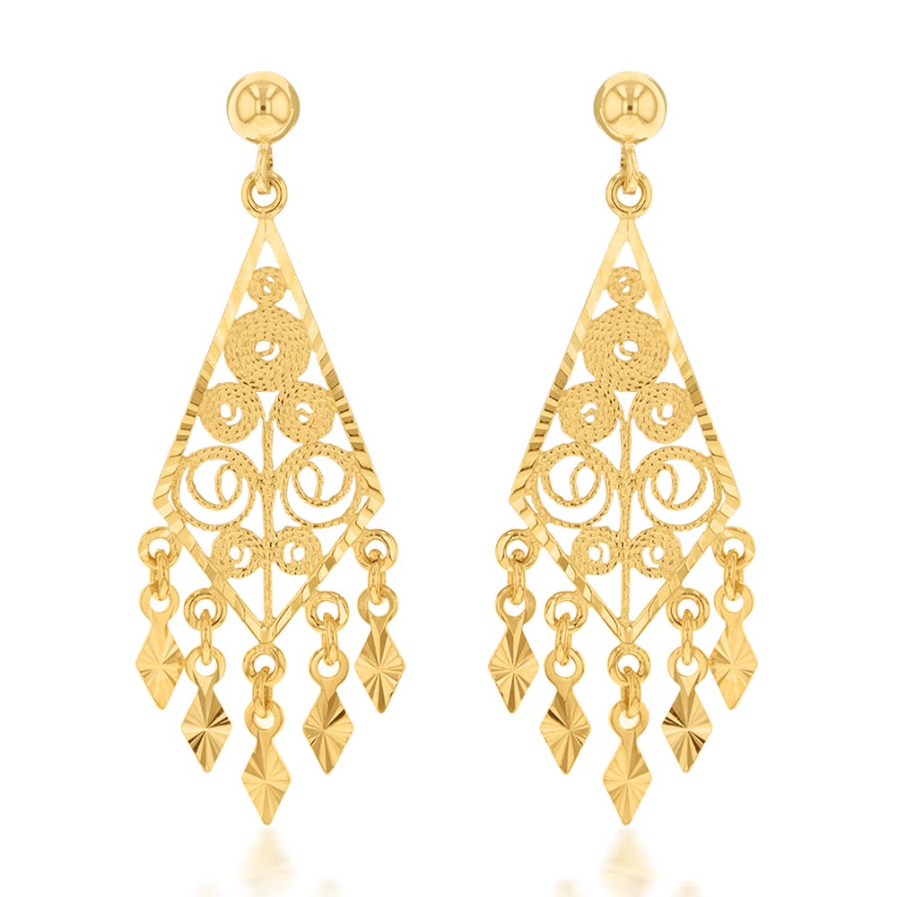 9ct Yellow Gold Chandelier Drop Earrings (10256248) - Jewellery ...