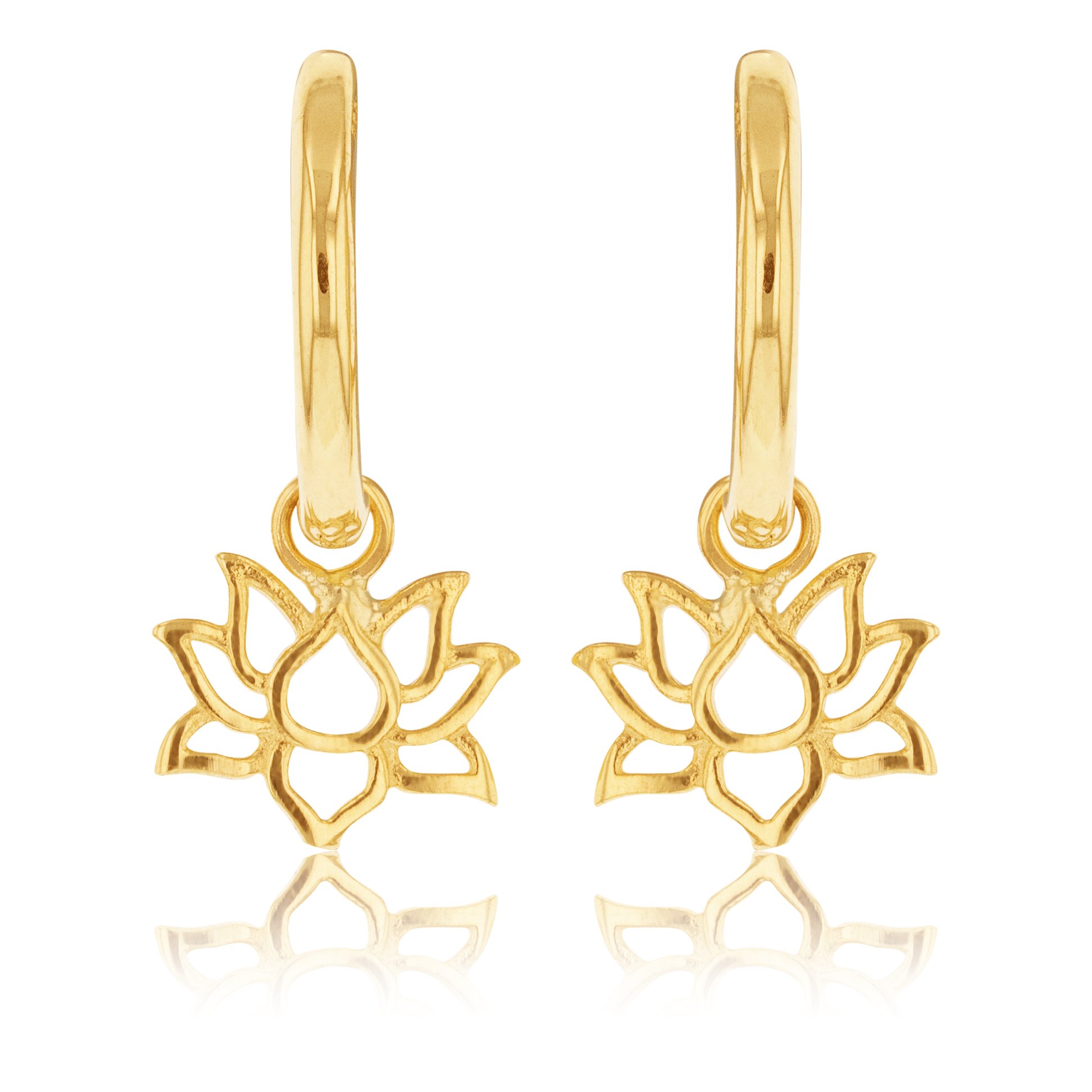 9ct Yellow Gold Lotus On Sleeper Earrings