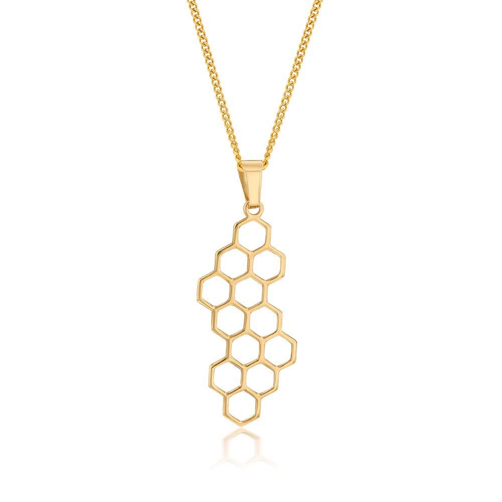 9ct Yellow Gold Bee Hive Pattern Pendant