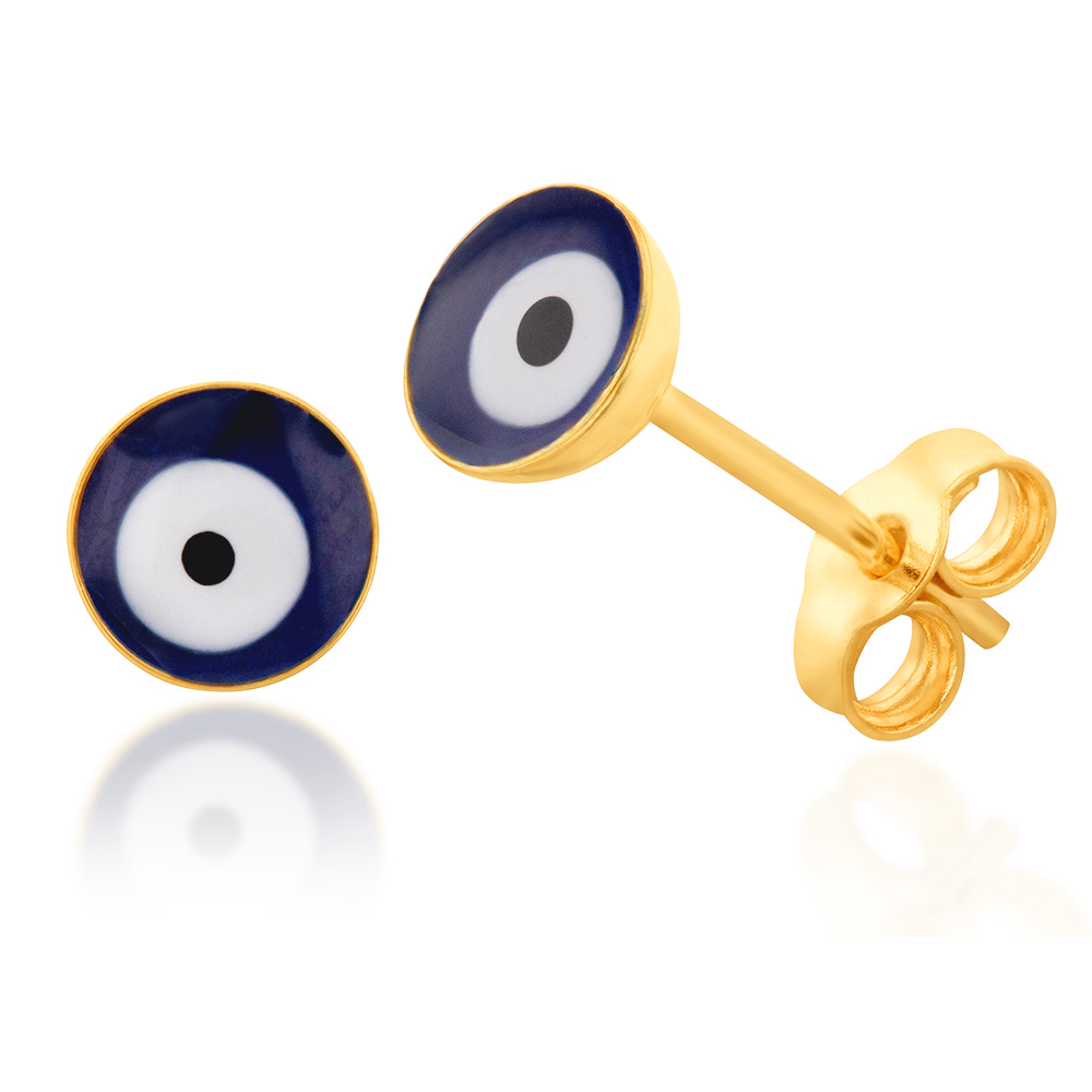 9ct Yellow Gold Evil Eye Stud Earrings