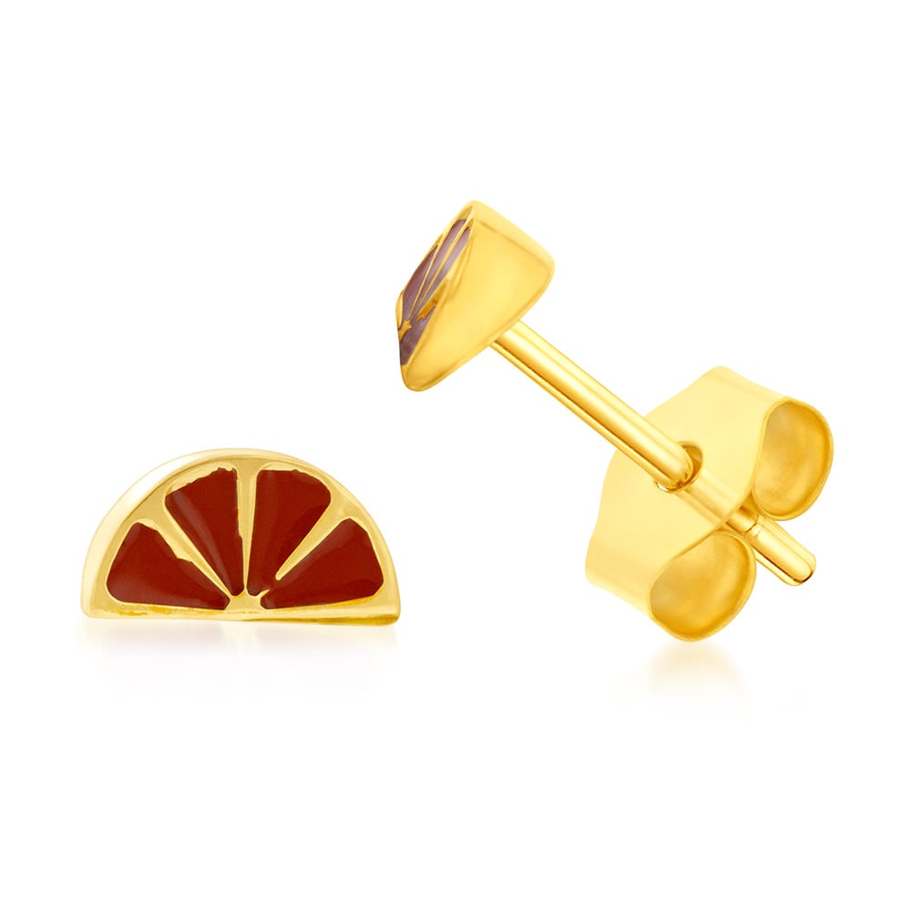 9ct Yellow Gold Slice Of Orange Lime Stud Earrings (10256722 ...