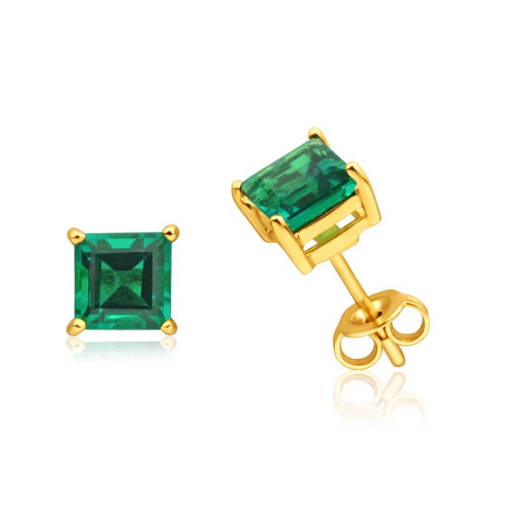 Silver Stud Earrings Silver Emerald Stud Earrings Emerald Earrings May Birthstone Jewelry Green Emerald Earrings Holiday Gift For Her Sieraden Oorbellen Oorknopjes 