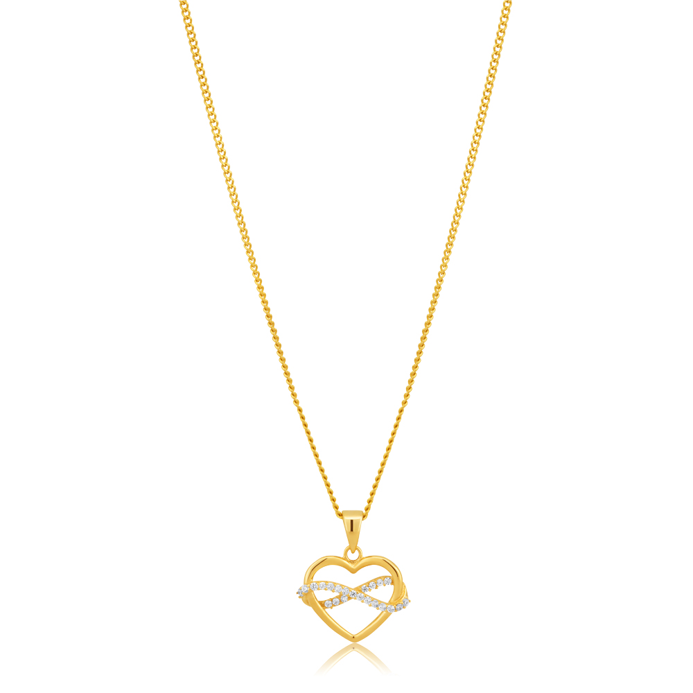 9ct Yellow Gold Heart and Infinity Cubic Zirconia Pendant