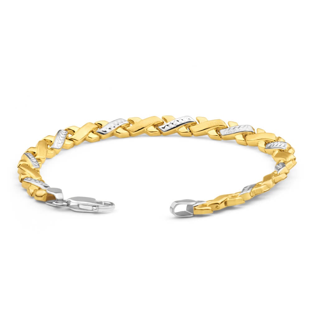 9ct Yellow Gold Silver Filled Xover Fancy 19cm Bracelet