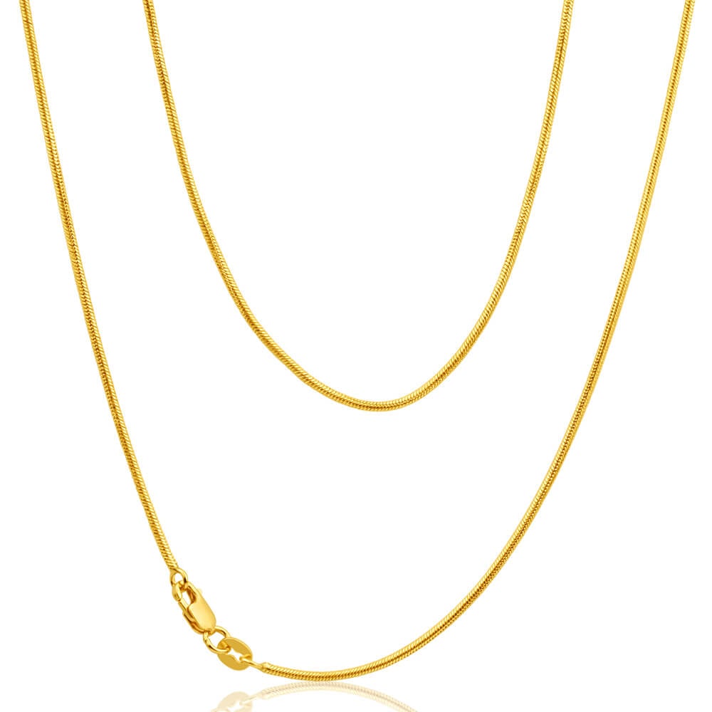 9ct Yellow Gold Silver Filled Snake 45cm Chain