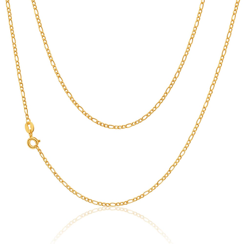 9ct Yellow Gold Silver Filled 45cm Figaro Chain 40 Gauge