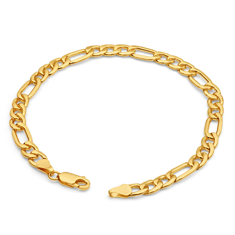 Jewellery Bracelets Chain & Link Bracelets 9ct Yellow Gold Hollow Figaro Bracelet 21CM/8.25 