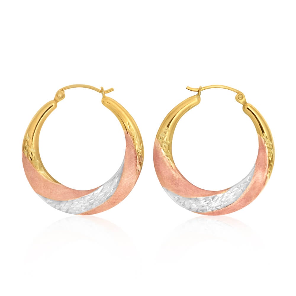 9ct Mutli-tone Gold Silver Filled Creole 20mm Hoops