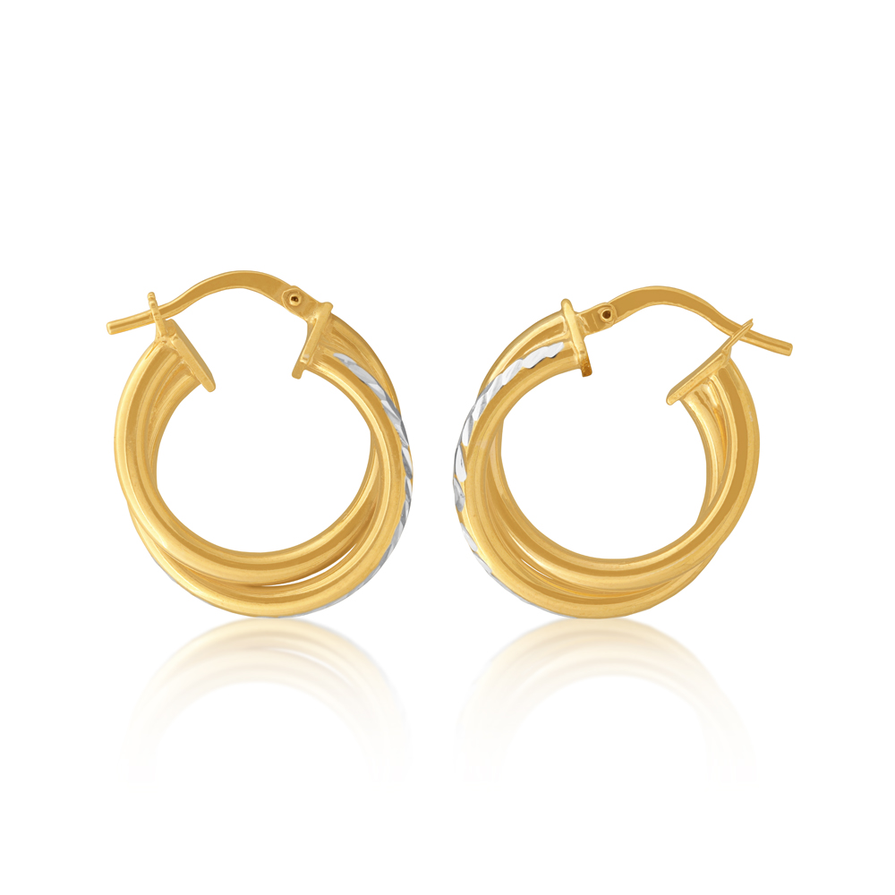 9ct Gold Filled 15mm Stunning Double Hoop Earrings