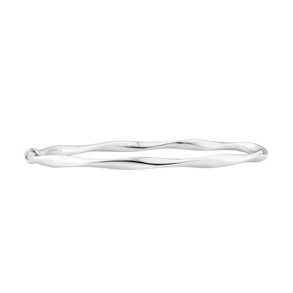 9ct Silverfilled 65mm Open Twist White Gold Bangle