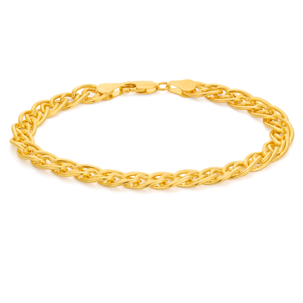 Gold Filled Double Curb 19cm 120 Gauge Bracelet (15251514) - Yellow ...