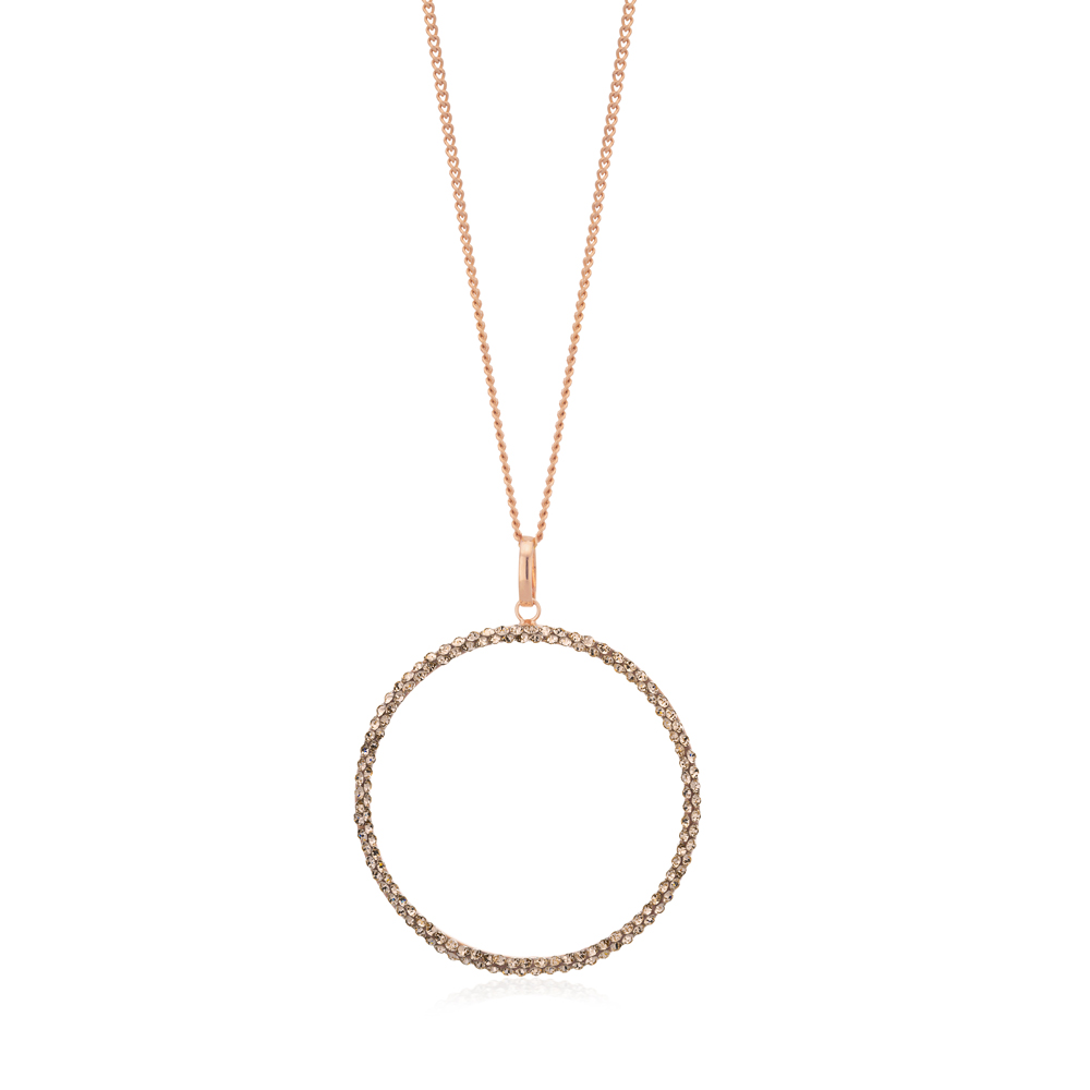 9ct Rose Gold Filled 30mm Round Crystal Pendant