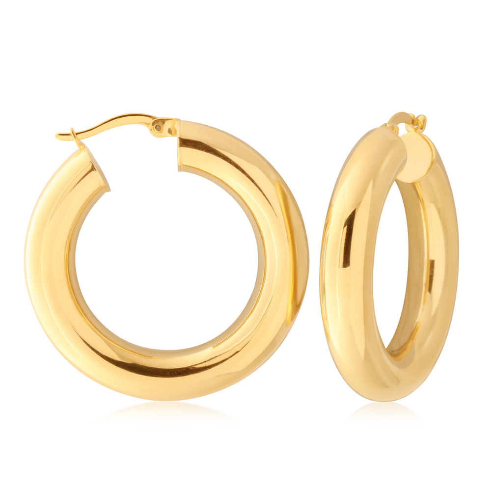 9ct Yellow Gold-Filled Plain Tube Hoop Earrings (15251693) - Jewellery ...