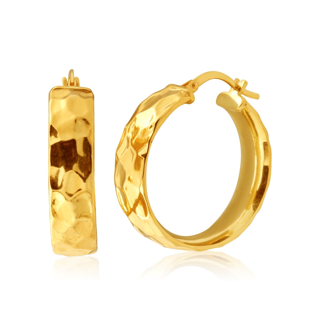 9ct Yellow Gold Silver Filled 20mm Hoop Earrings (15251783) - Jewellery ...