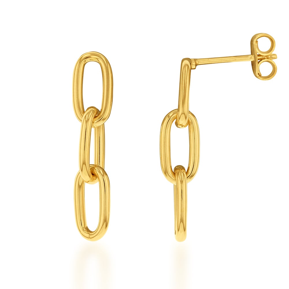 9ct Silverfilled Yellow Gold Belcher Links 2.5cm Drop Earrings ...