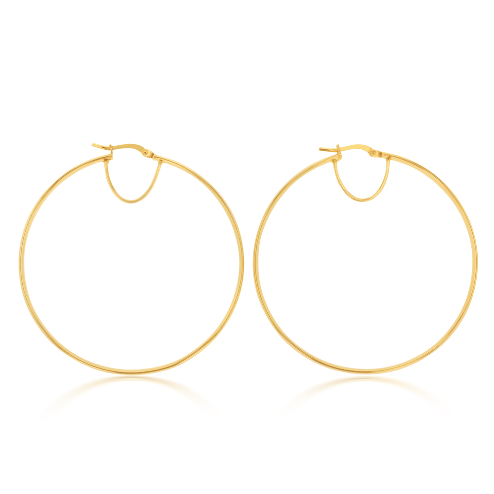 9ct Silverfilled Yellow Gold Plain 50mm Hoop Earrings (15251933 ...