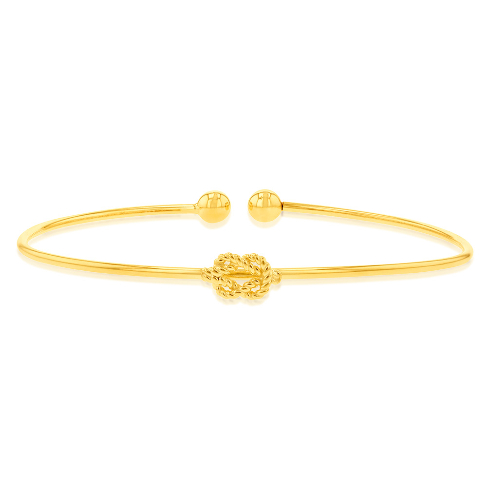 9ct Yellow Gold Silverfilled Knot On Open Bangle