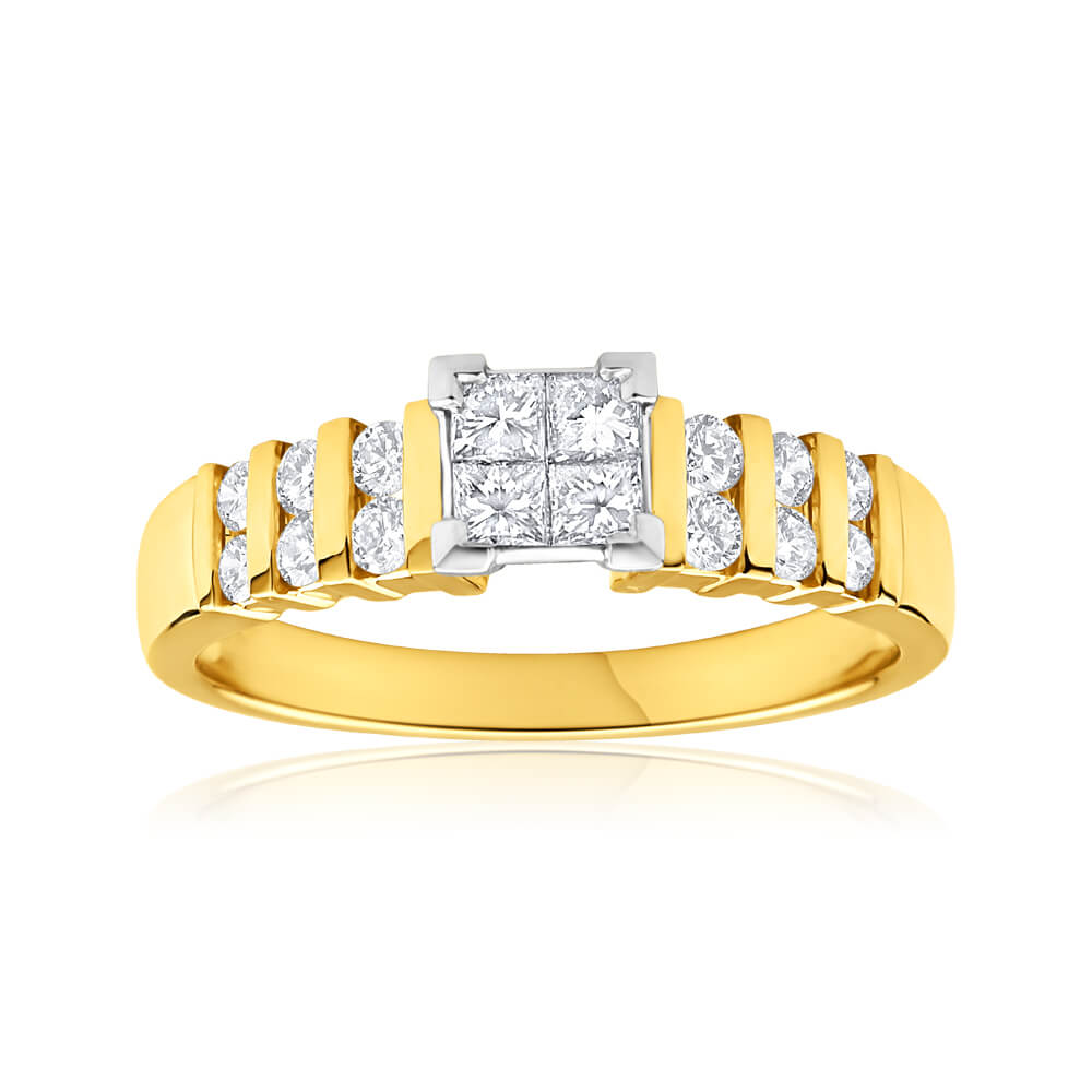 9ct Yellow Gold & White Gold Ring With 0.65 Carats Of Diamonds