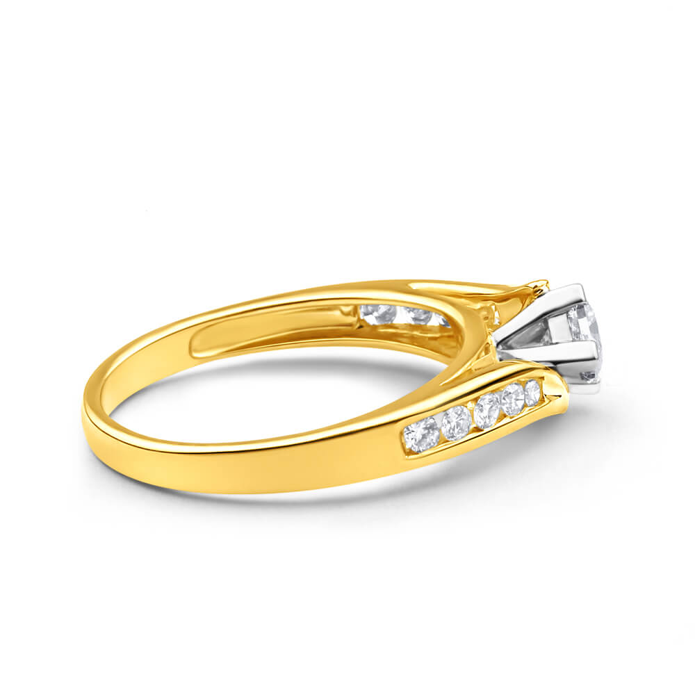 9ct Yellow Gold & White Gold Ring With 1/2 Carat Of Diamonds