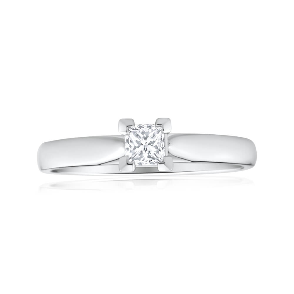 18ct White Gold Solitaire Ring With 0.3 Carat Diamond