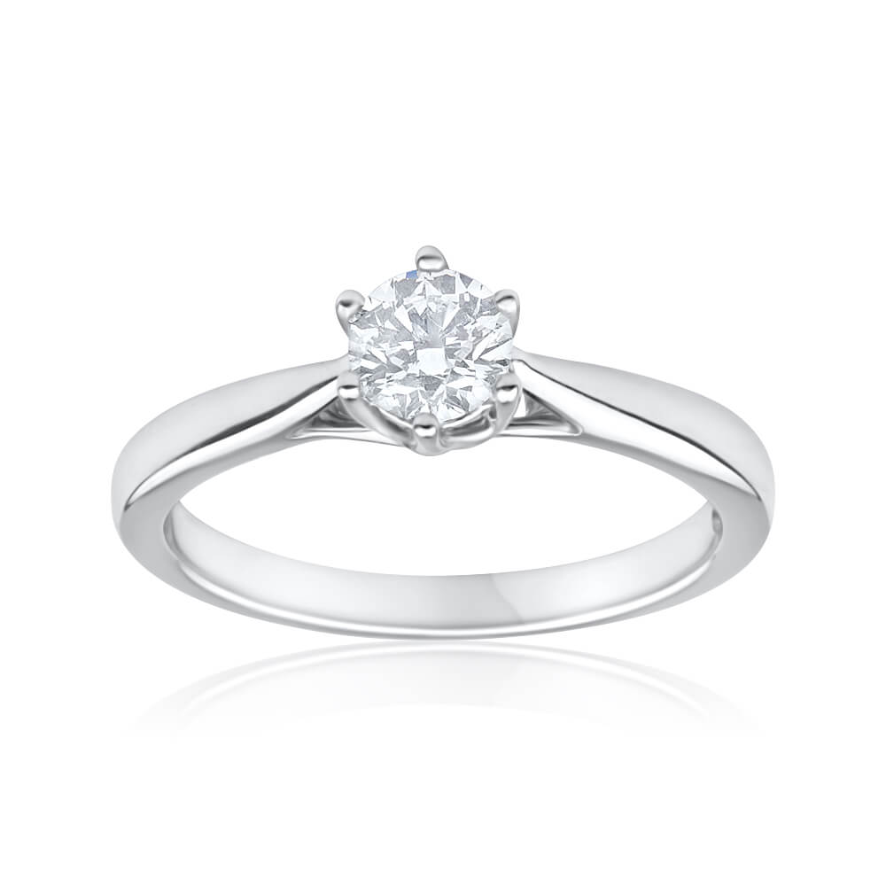Flawless Cut 18ct White Gold Solitaire Ring With 0.4 Carats Diamond