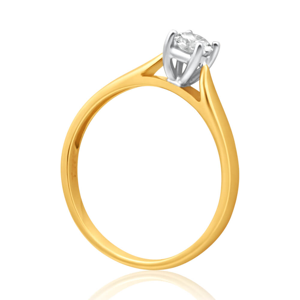 9ct Yellow Gold Solitaire Ring With 0.3 Carat 4 Claw Set Diamond