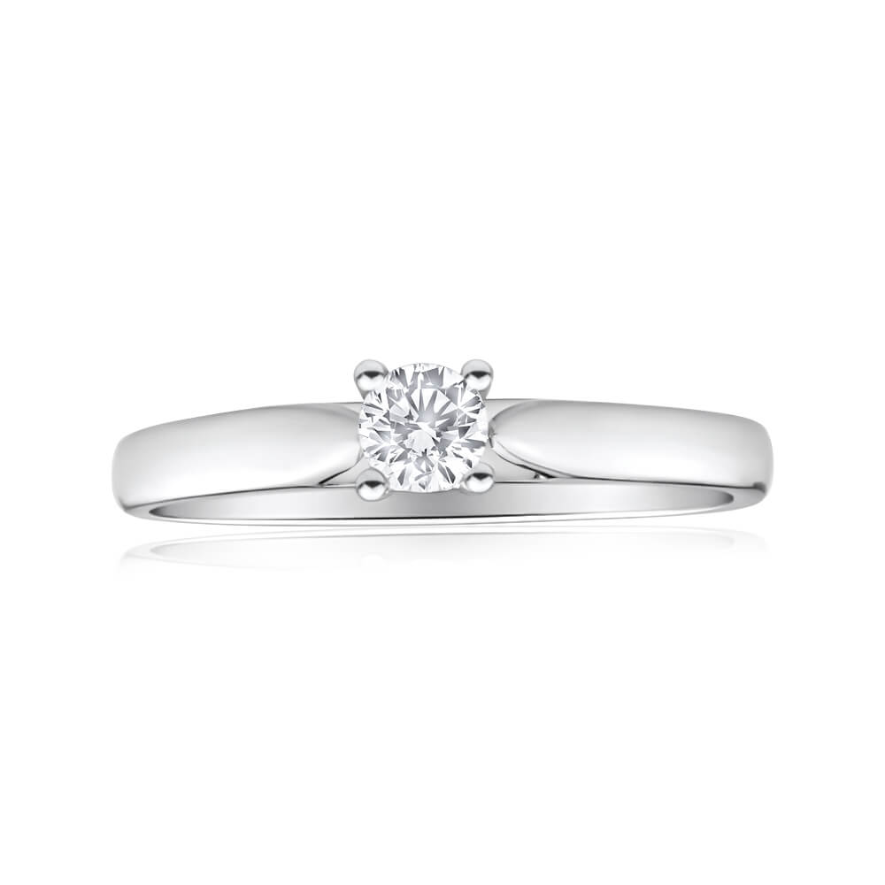 9ct White Gold Solitaire Ring With 0.2 Carat Diamond