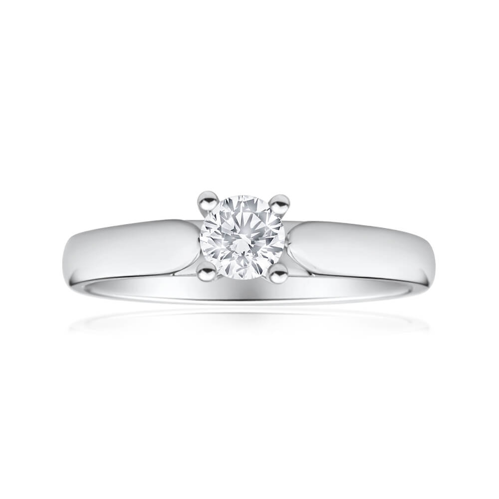 undefined | 9ct White Gold Solitaire Ring With 0.30 Carat 4 Claw Set Diamond