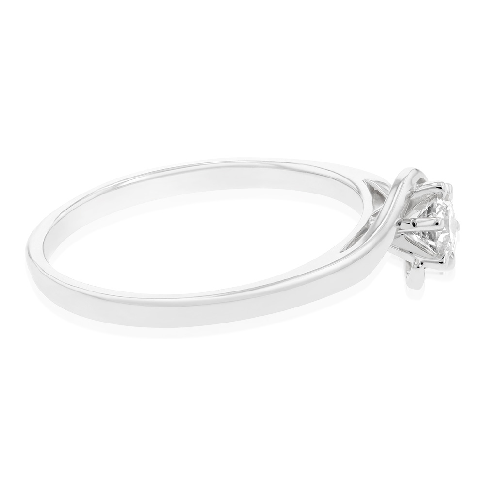9ct White Gold Solitaire Ring With 0.3 Carat 6 Claw Set Diamond