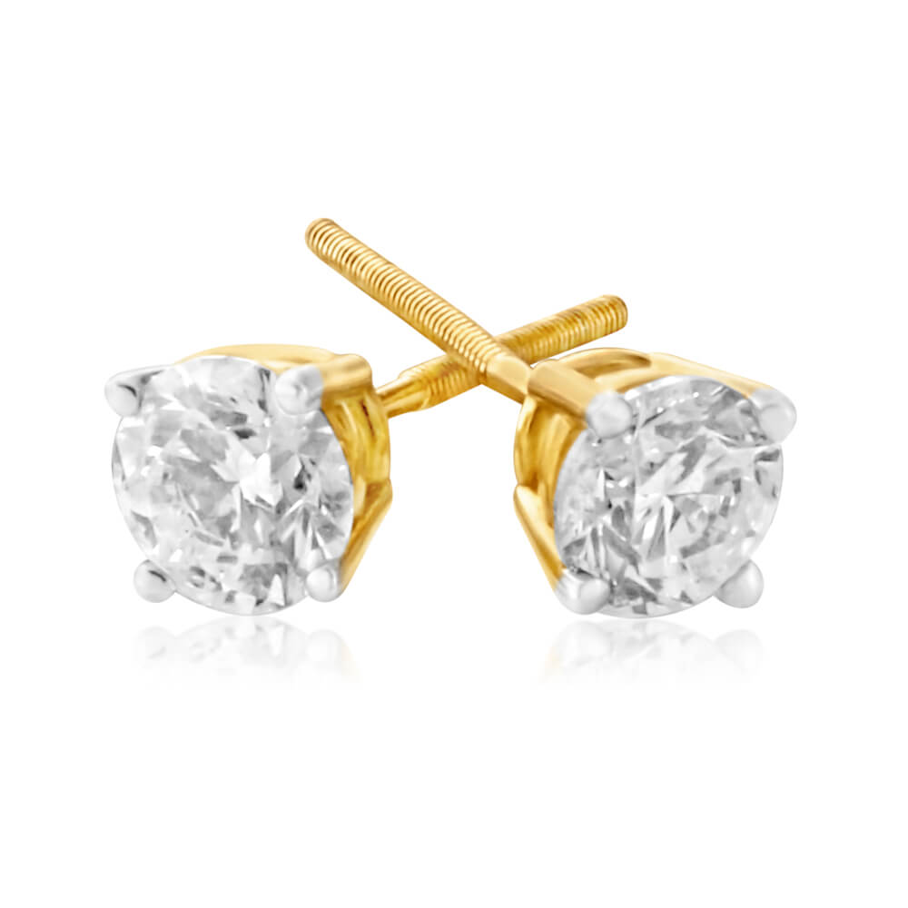 18ct Yellow Gold Stud Earrings With 0.75 Carats Of Diamonds
