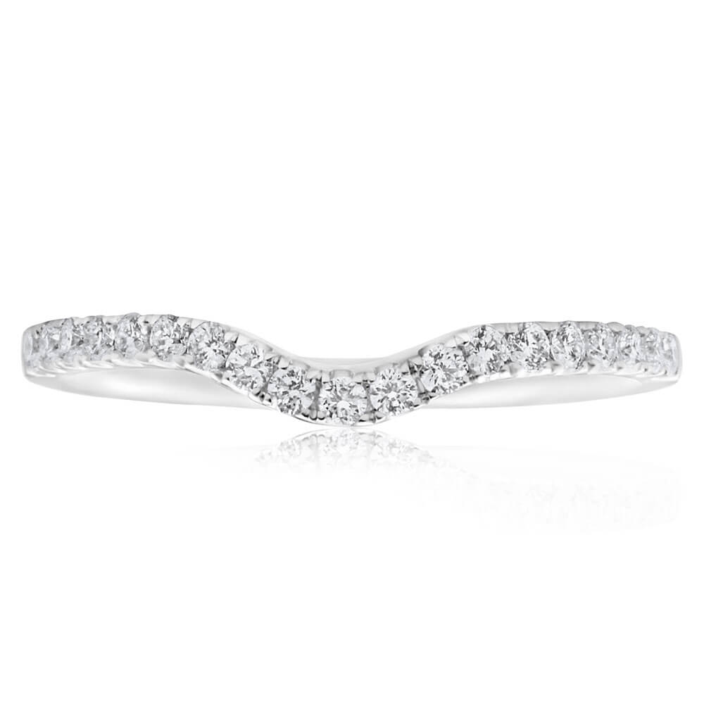 18ct White Gold 'Carina' Contour Ring With 0.2 Carats Of Diamonds