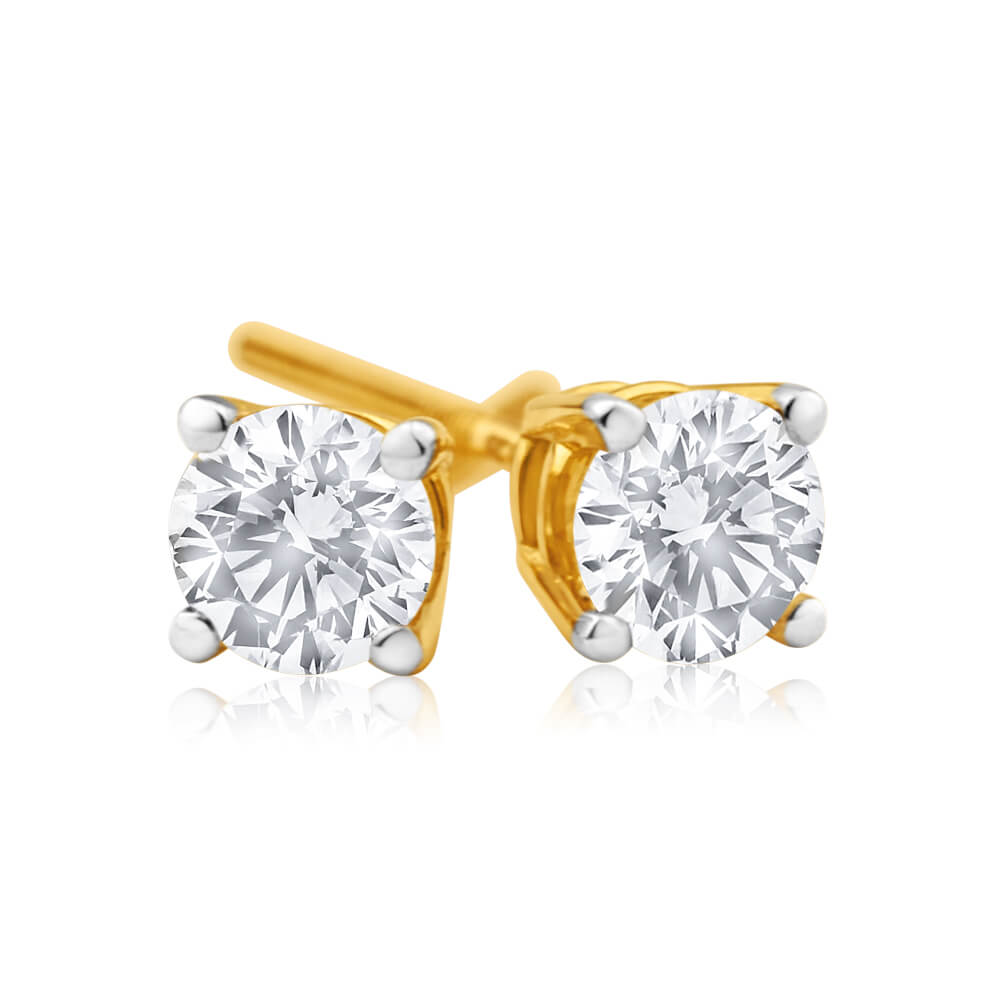18ct Yellow Gold 1/2 Diamond Stud Earrings