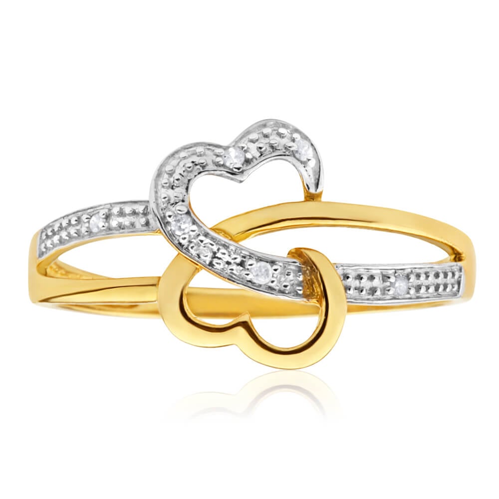 9ct Yellow Gold Diamond Ring Set With 6 Round Brilliant Diamonds
